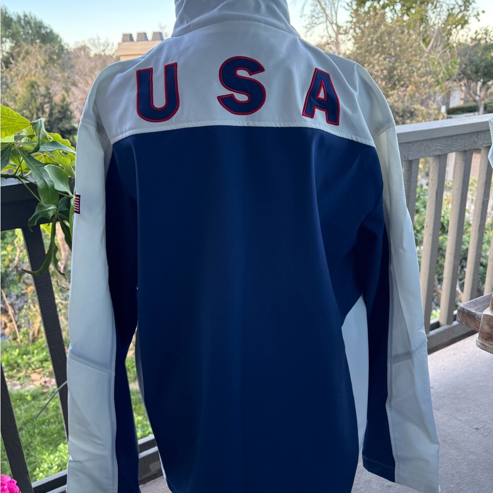 USA Navy and White Men's Jacket Windbreaker size Large